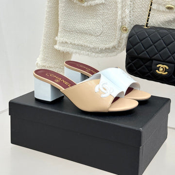 CC 26S Double C Patchwork Sandal 50 Beige White In Cowhide 706375