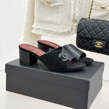 CC 26S Double C Patchwork Sandal 50 Black Gray In Deerskin Cowhide 706374