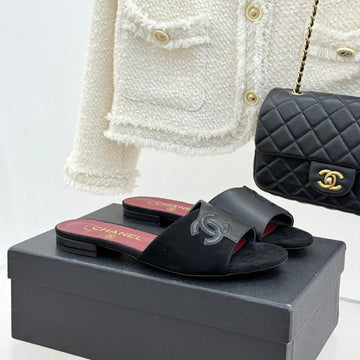 CC 26S Double C Patchwork Sandal Black Gray In Deerskin Cowhide 706372