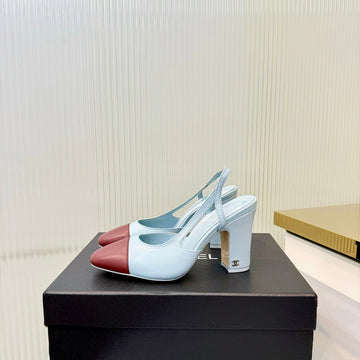 CC 26 Slingback High Heel 9CM Light Blue Burgundy Lambskin 714016