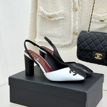 Chanel 26S Slingback 85MM Black White In Cowhide 706356