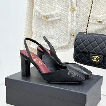 Chanel 26S Slingback 85MM Black Gray In Cowhide 706354