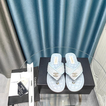Chanel 26P Flip-Flops Light Blue In Woven 712313
