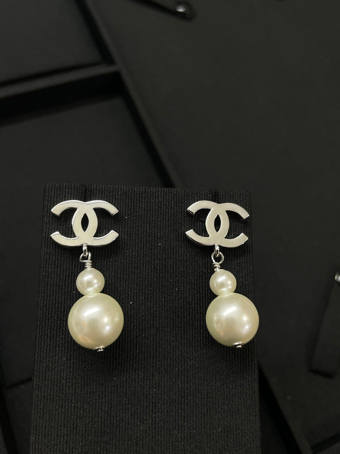 Chanel Double C Gourd Pearl Earrings