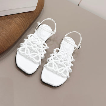 Loewe 26 Sandal White In Sheepskin 738805
