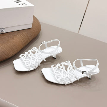 Loewe 26 Sandal 50 White In Sheepskin 738800