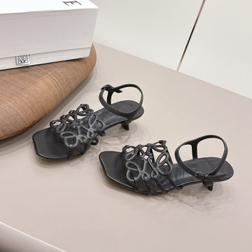 Loewe 26 Sandal 50 Black In Sheepskin 738799
