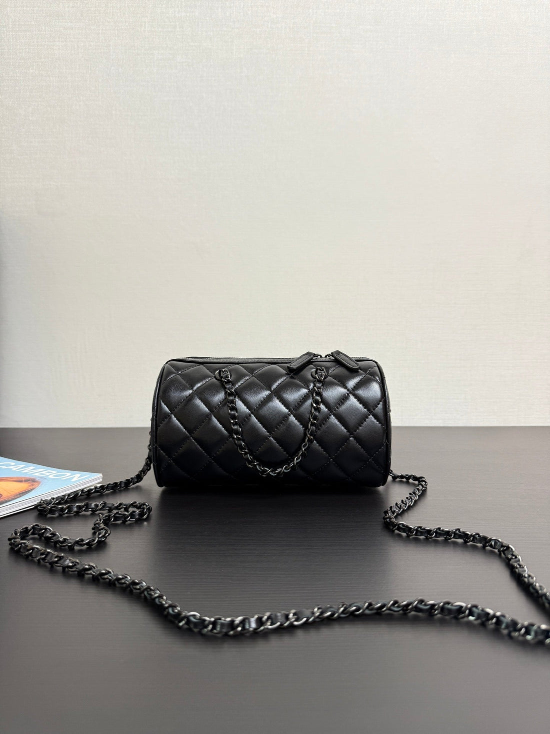 Chanel 25P Mini Bowling Bag 18.5 Black In Sheepskin