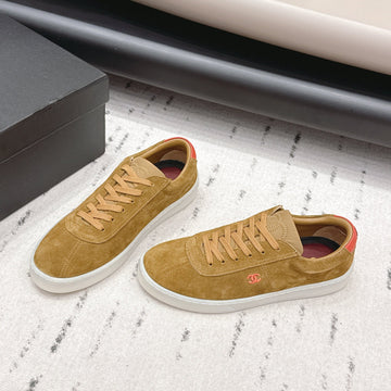 Chanel 26 Round Toe Platform Casual Shoes Camel In Suede 739428