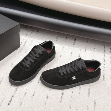Chanel 26 Round Toe Platform Casual Shoes Black In Suede 739426