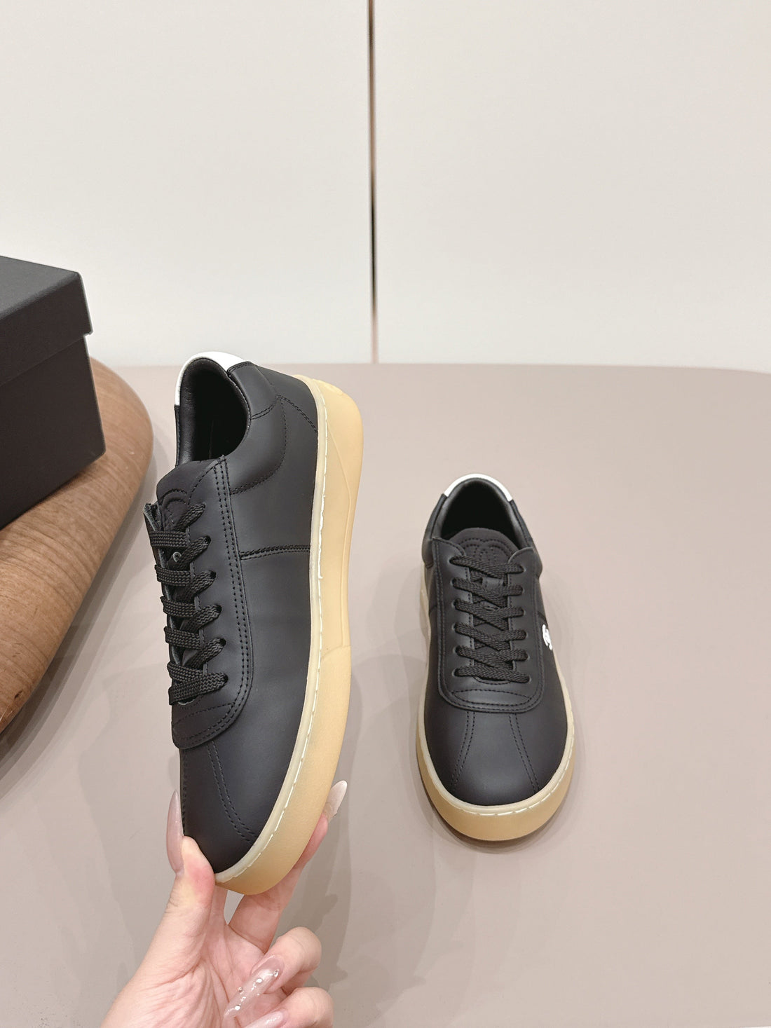 Chanel 26 Round Toe Platform Casual Shoes Black In Cowhide 739424