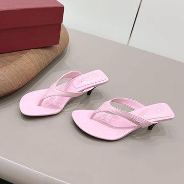 Gucci 26 Round Toe Flip-Flops 60 Pink In Sheepskin 739374