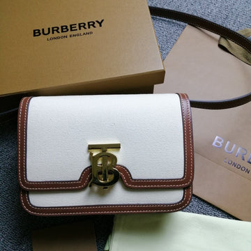 Burberry Tb Bag 21CM White Brown In Canvas