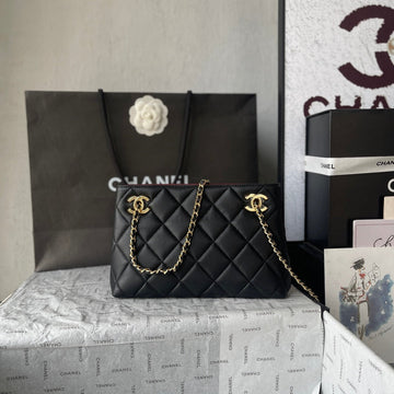 Chanel 26 Small Shopping Bag 24.5 Black In Lambskin