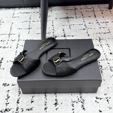 YSL Babylone Slides Black In Silk 743656
