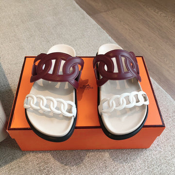 Hm Extra Sandal Burgundy White In Cowhide 743963
