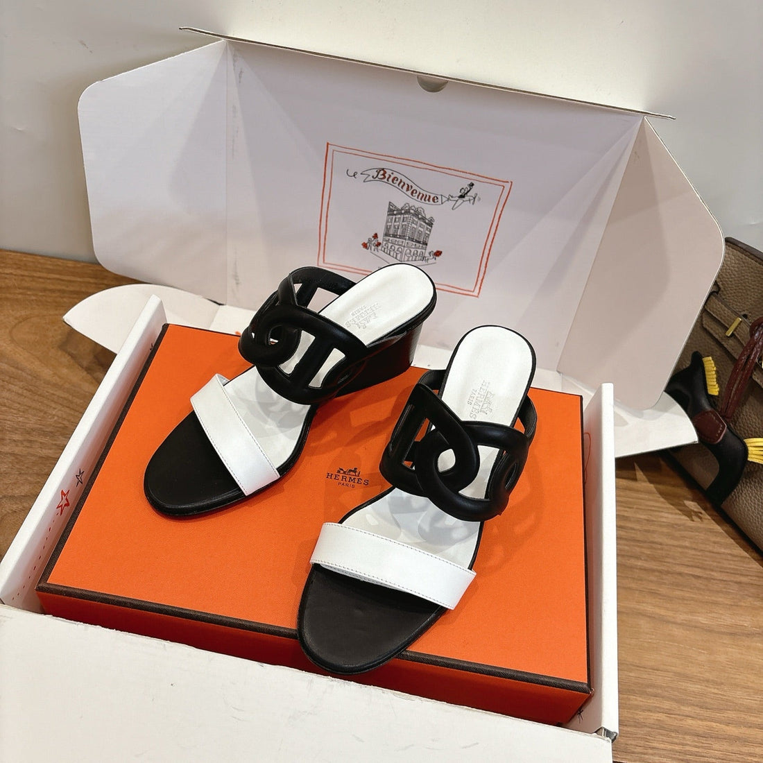Hm Sandal 60 Black White In Calfskin 743966