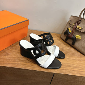 Hm Sandal 60 Black White In Calfskin 743966
