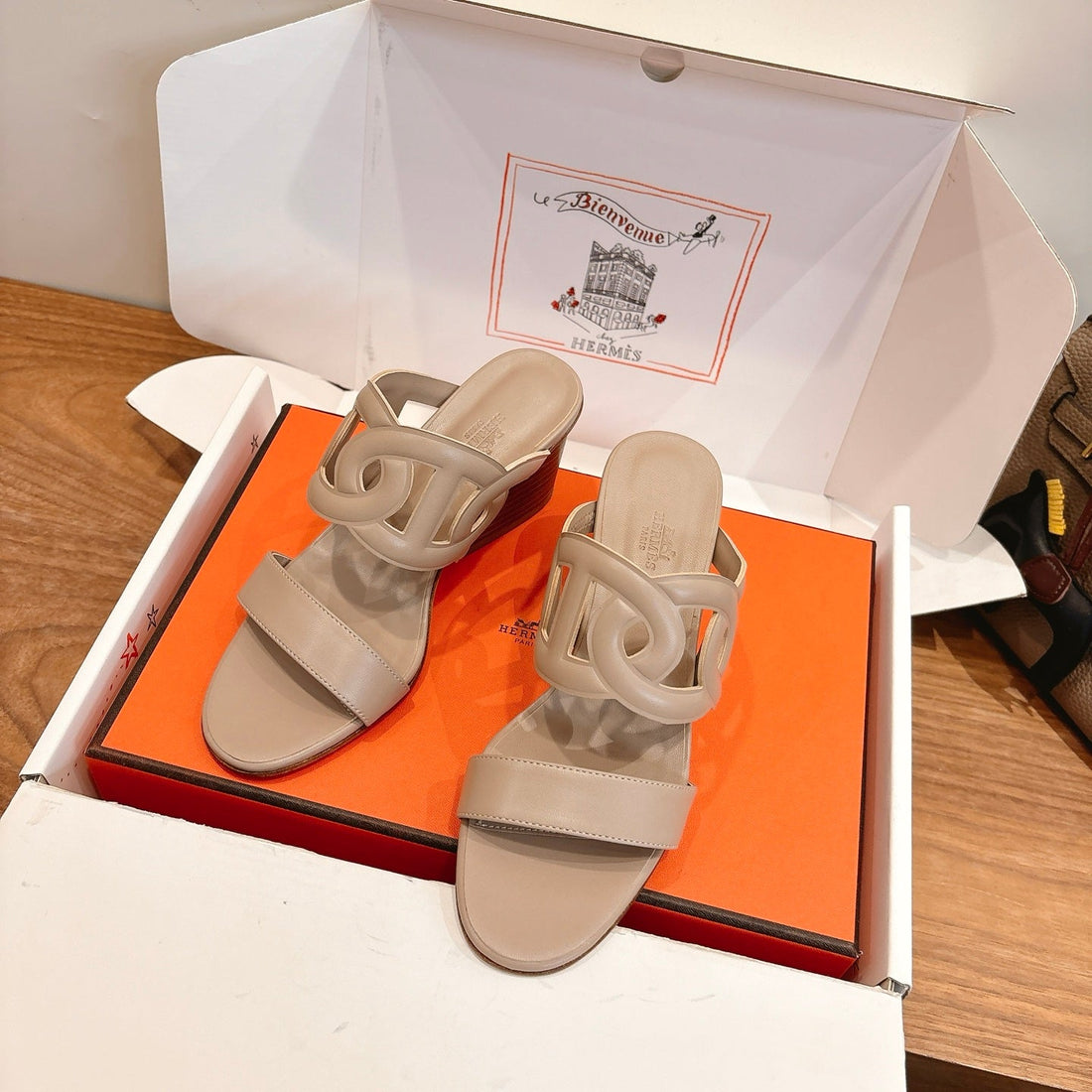 Hm Sandal 60 Beige In Calfskin 743968