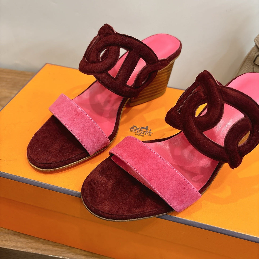 Hm Sandal 60 Burgundy Pink In Suede 743972