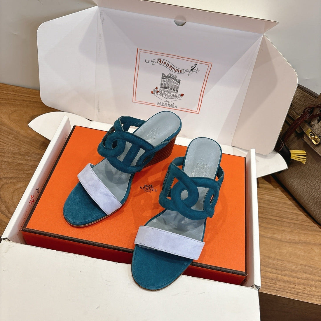 Hm Sandal 60 Deep Teal In Suede 743974