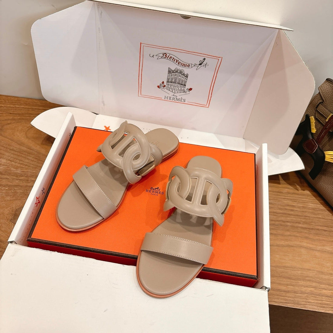 Hm Sandal Beige In Calfskin 743977
