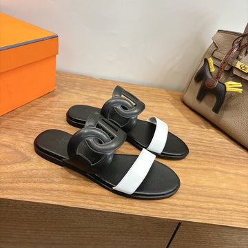 Hm Sandal Black White In Calfskin 743978