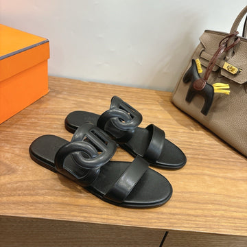 Hm Sandal Full Black In Calfskin 743979
