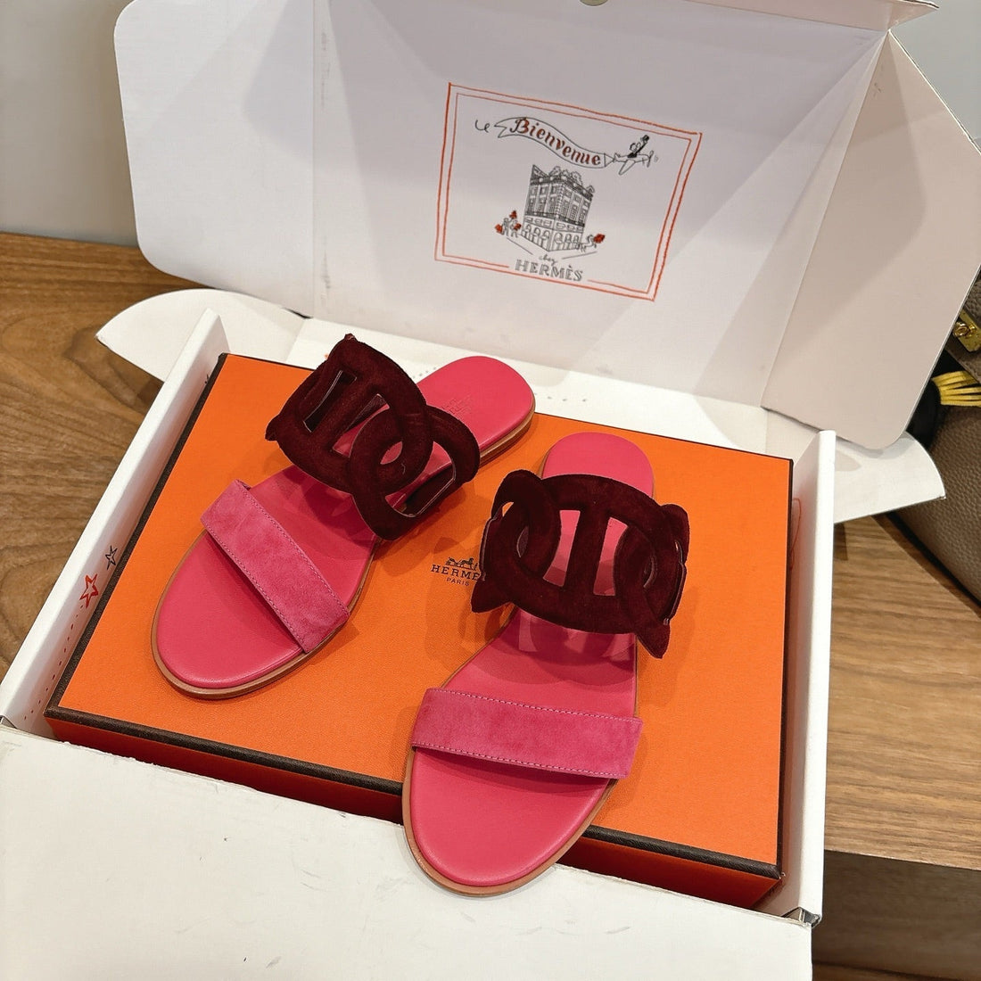 Hm Sandal Burgundy Pink In Suede 743981
