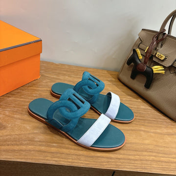 Hm Sandal Deep Teal In Suede 743983