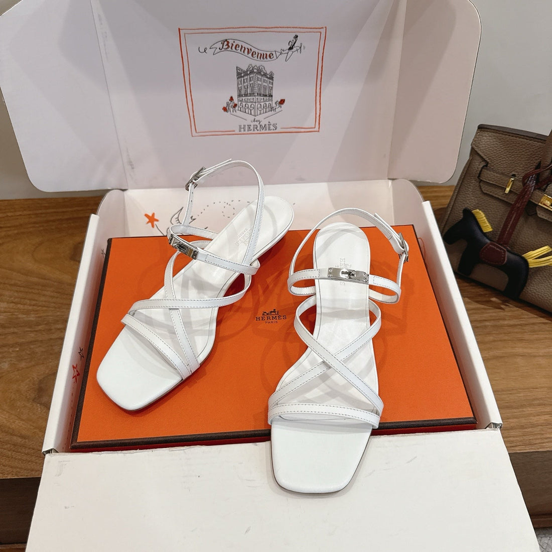 Hm June Sandal White In Cowhide 744047
