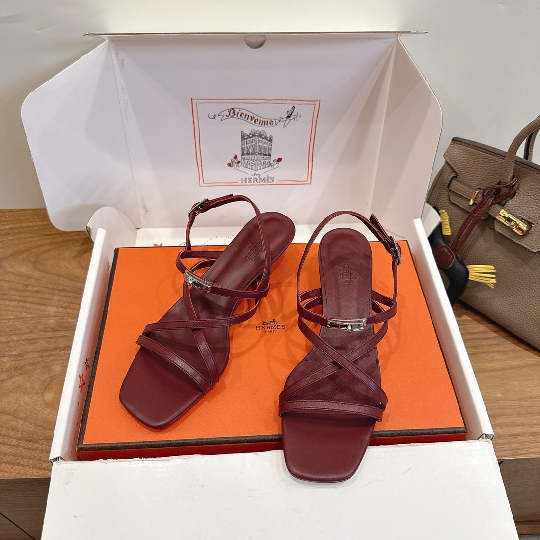 Hm June Sandal Burgundy In Cowhide 744050
