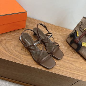 Hm June Sandal Brown In Cowhide 744052