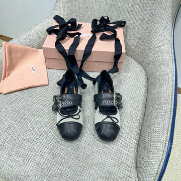 Miu 26 Ballet Flat Black In Brushed Fabric 747429