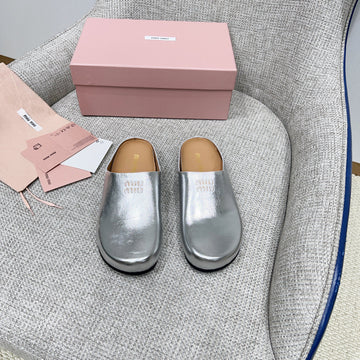Miu 26 Mules Silver In Cowhide 747401