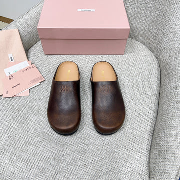 Miu 26 Mules Dark Brown In Cowhide 747402