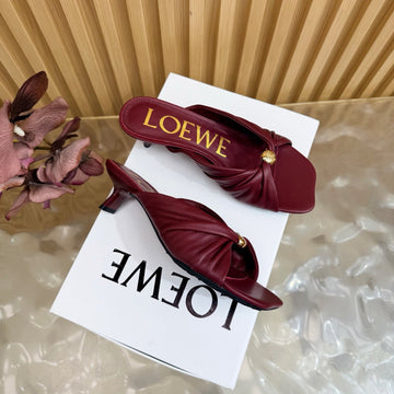 Loew Pebble Soft Sandal 55 Burgundy In Sheepskin 749420