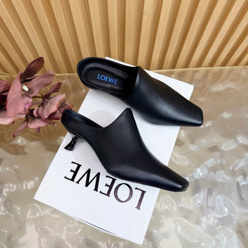 Loew Mule Slip-On Kitten Heel 45 Black In Sheepskin 749404