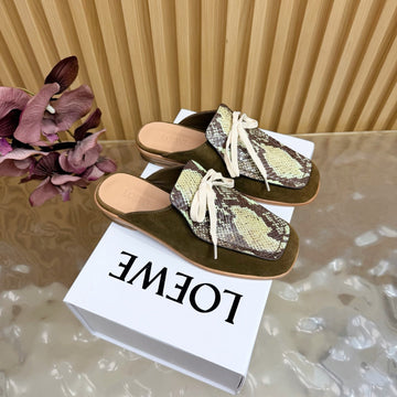 Loew Closed-Toe Slippers Olive Green In Fabric 749370