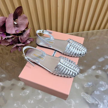 Miu Fisherman Sandal Silver In Cowhide 749063