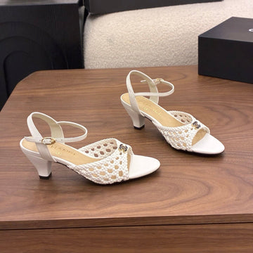 CC Ankle-Strap Heeled 60 White In Woven 747970