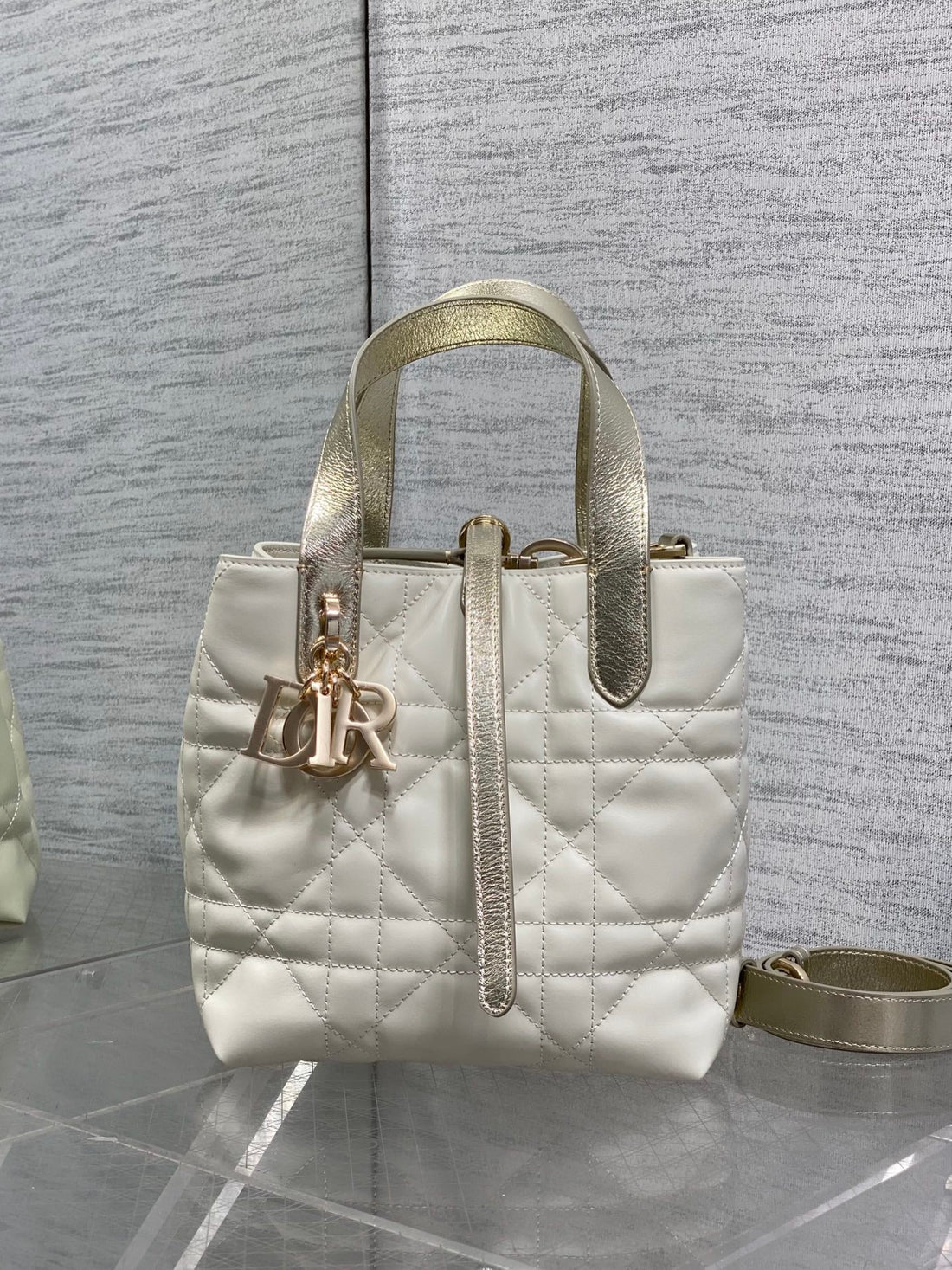 CD Toujours Vertical 18CM White In Cowhide 286396