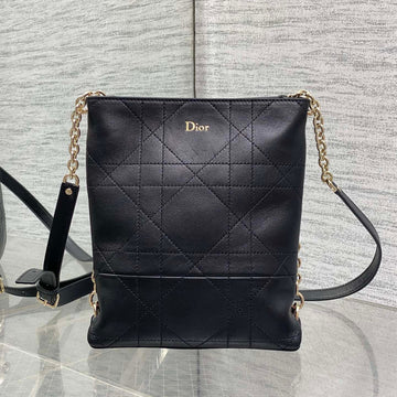 CD 26 Trianon Hobo Chain Bag 21CM Black In Cowhide 286596