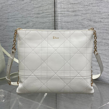 CD 26 Trianon Hobo Chain Bag 25CM White In Cowhide 286604