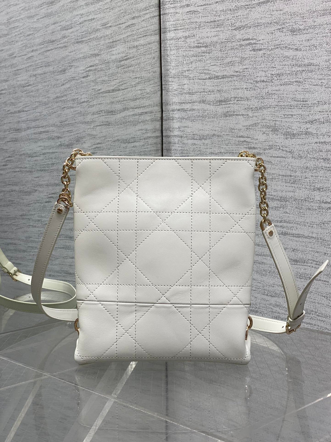 CD 26 Trianon Hobo Chain Bag 21CM White In Cowhide 286606