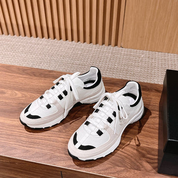 CC Sneaker Black Beige White In Leather 753929