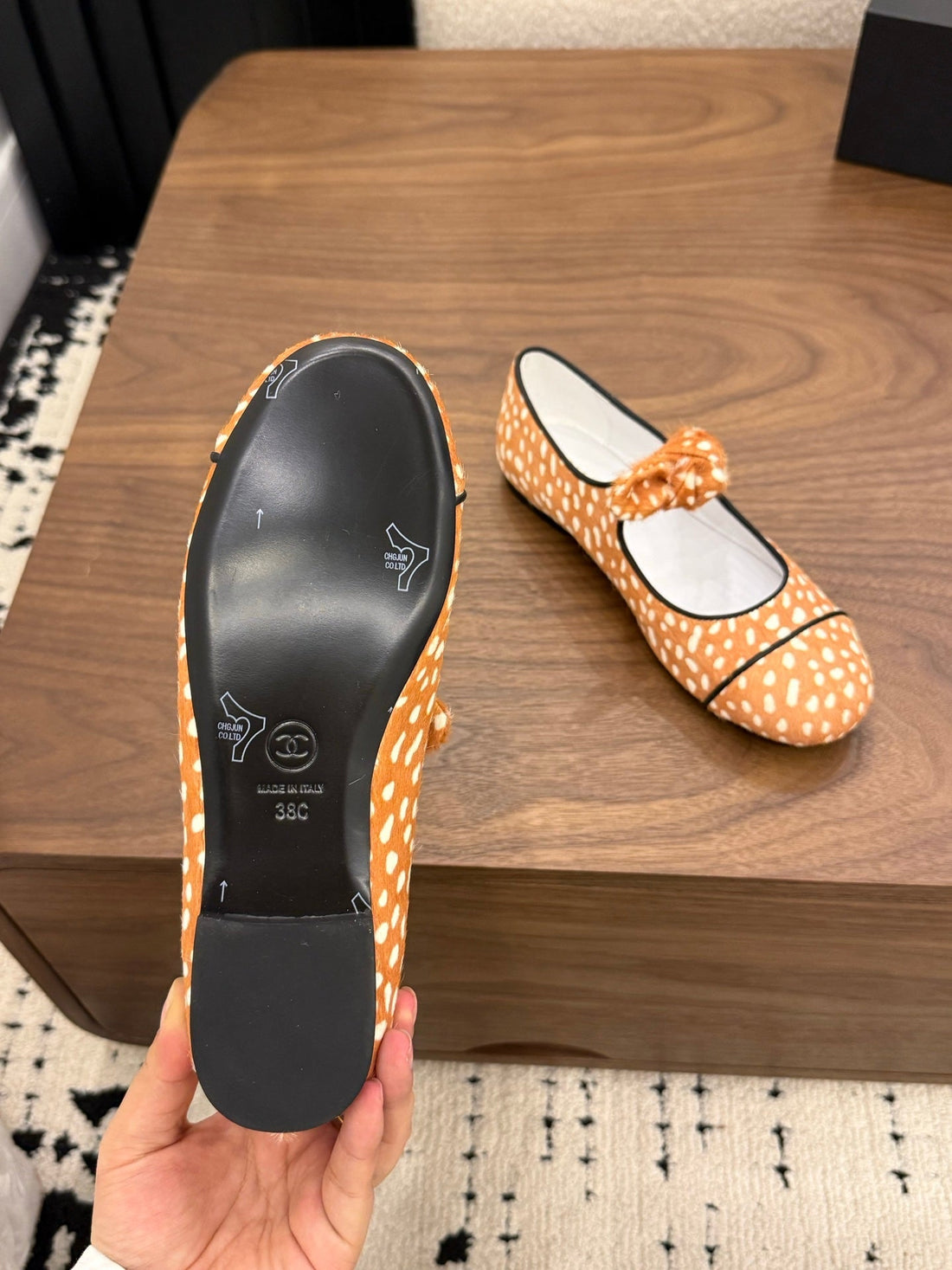 CC 26 Polka Dot Mary Janes Orange In Horsehair 756093