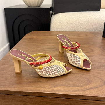 CC 26 Coco Beach Mules 80MM Beige In Mesh 757986