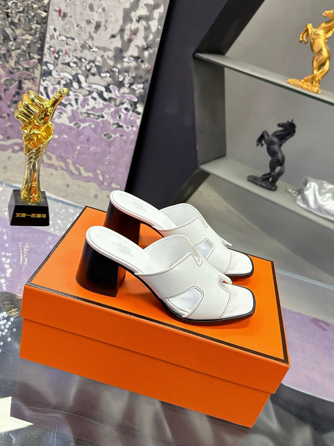 Hm Sandal 90MM White In Cowhide 757932