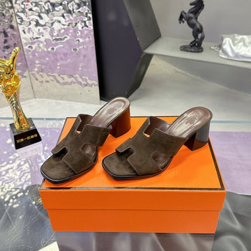 Hm Sandal 90MM Dark Brown In Sandblasted Cowhide 757937